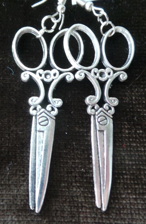 Серьги Ножницы, черненый металл, 6 см